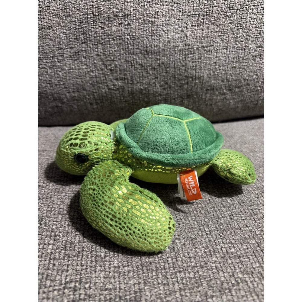 Wild Republic GREEN SEA TURTLE Plush 8" Soft Toy Stuffed Animal Ocean Green